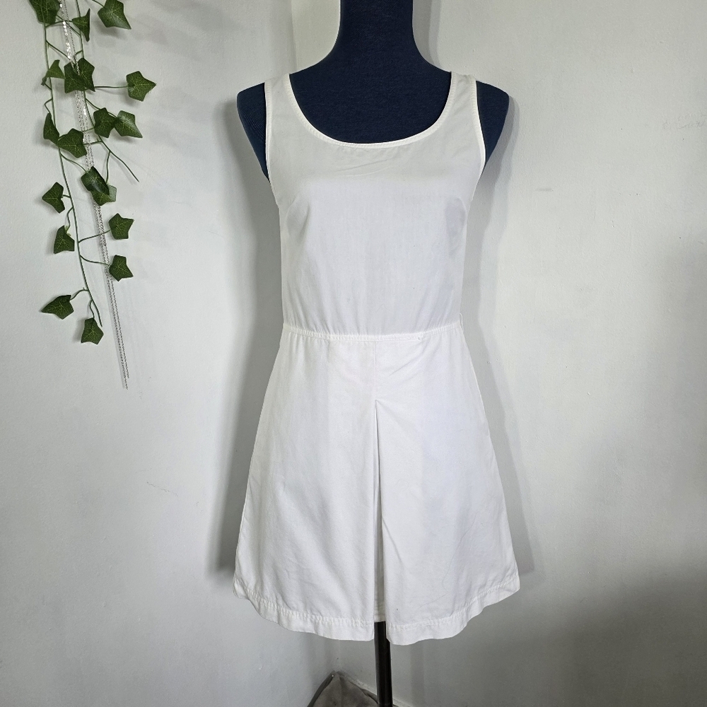 J.Crew White Cotton Fitted Tank Dress with Side Pockets